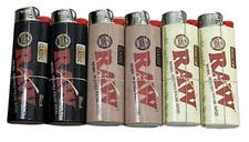 RAW BIC LIGHTER COMBO PACK 6 COUNT CLASSIC, ORGANIC & BLACK LIGHTERS (2 of Each)