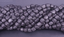 Natural Black Volcanic Lava Gemstone 6mm x 8mm Nugget Loose Spacer Beads 15.5"