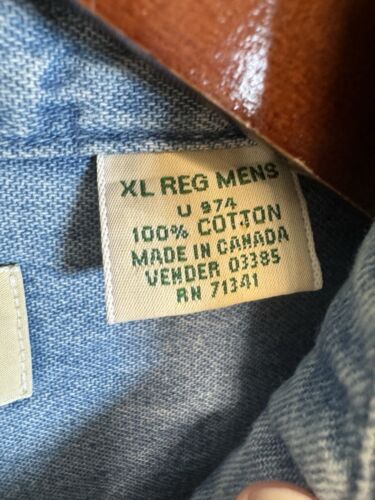 Camisa LL Bean Para Hombres XL Azul Denim Vintage Años 90 Grunge Estilo Nirvana 100% Algodón - Imagen 3 de 18