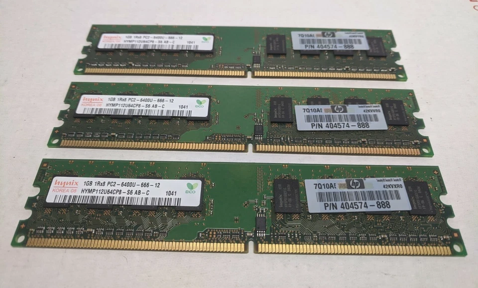 Hynix 3GB (3x1GB) 1Rx8 PC2-6400 DDR2-800MHz Desktop RAM (HYMP112U64CP8-S6) - Image 2 of 2