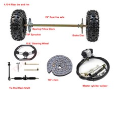 29" Go Kart Rear Axle Kit Front Steering Wheel Tie Rod  6" Wheels Drift Trike