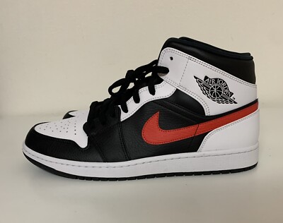 nike air jordan 1 mid shoes black white chile red