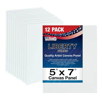 Blank Cotton Canvas Panels 5''x7'' 12 Pack Mounted Art Boards Paint Supplies Craft