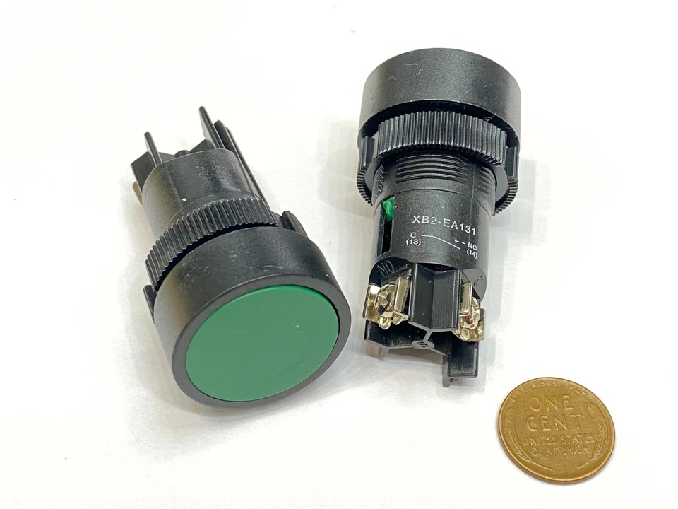 4 x Green Push Button Switch NO 22mm CNC round LA38-11 XB2-EA142  Momentary A11 - Image 2 of 4
