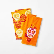 2 pack Day of the Dead Kitchen Dish towels designed w/ Flavia Z Drago 16" x 26"