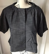 Sharagano Womens Black Short Sleeve Blazer Wi...