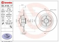 2X Brembo 08.A135.17 Bremsscheibe Hinten FüR Renault
