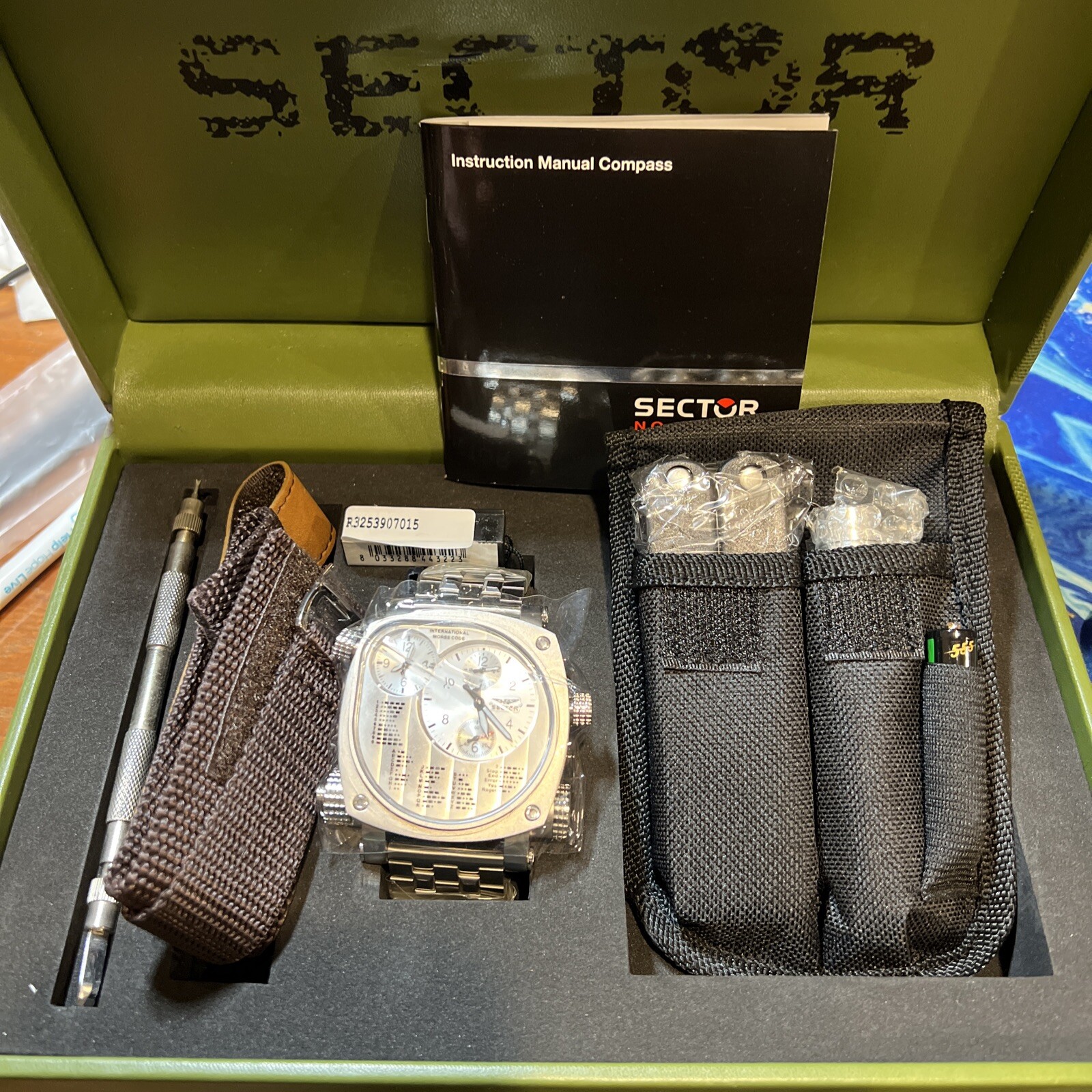Morse Code Sector watch gift set R3253997015 NOS … - image 1