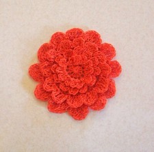 Crocheted Orange 4-Layered Mum Flower Applique Medium Quilting Sewing