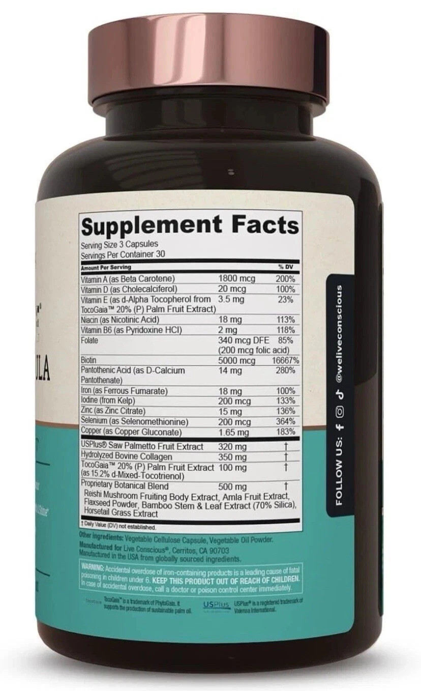 Hair La Vie Live Conscious Clinical Formula Growth 90 Count (Pack of 1)