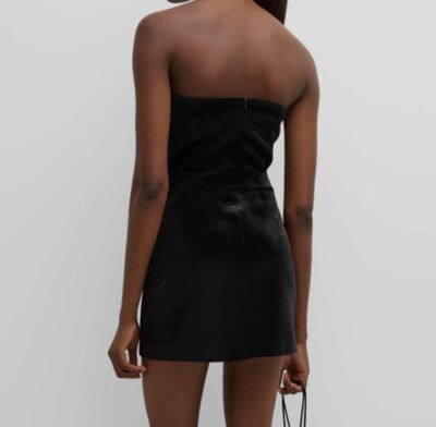 New Arrivals Women Black Velvet Strapless Sleeveless A-Line Mini Dress Size  38 | eBay