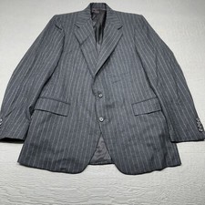 Vintage Polo Ralph Lauren Blazer Mens 42 Gray Pinstripe Union Made USA Wool EUC