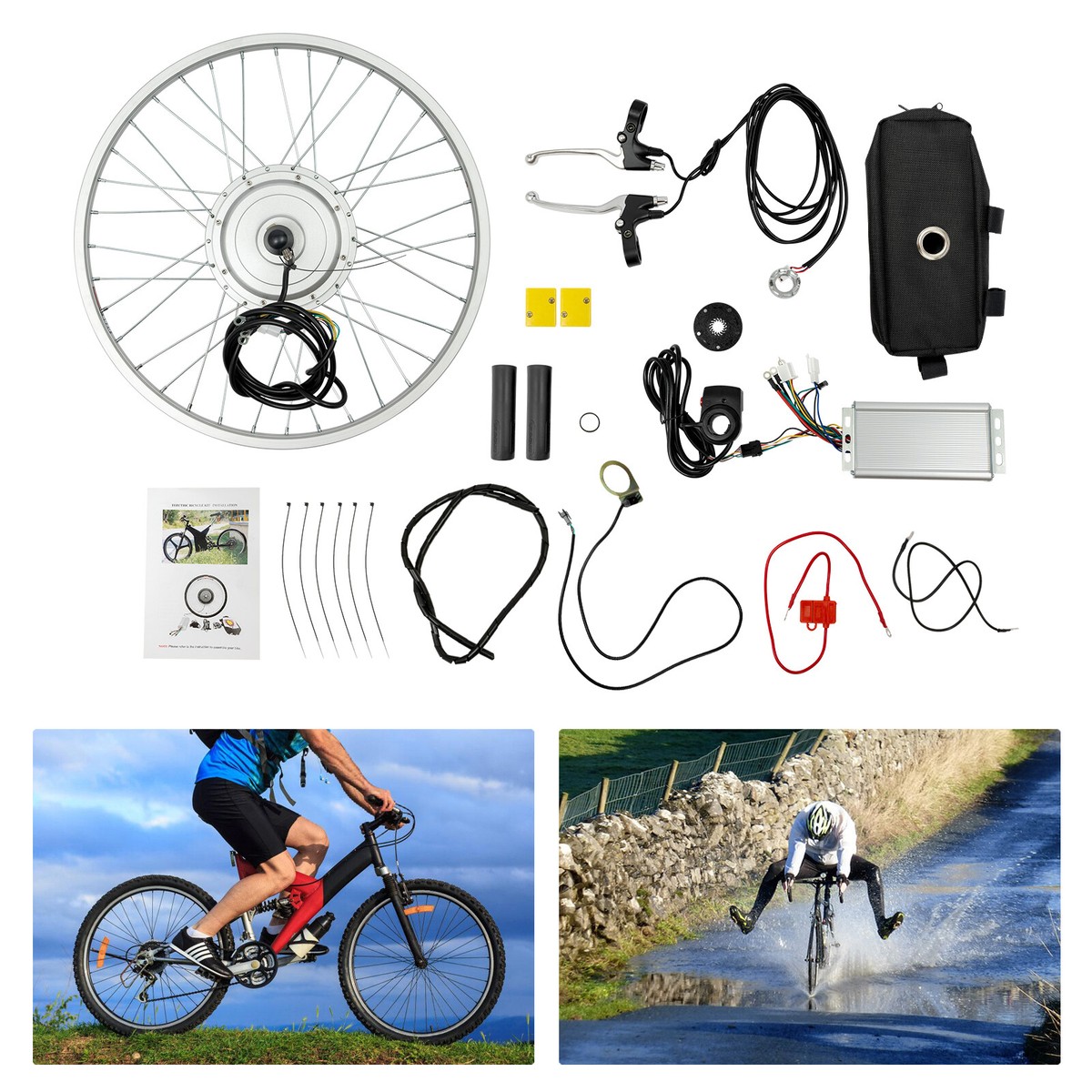 Front Electric Bike Hub Kit E-bicycle Wheel Brushless Motor