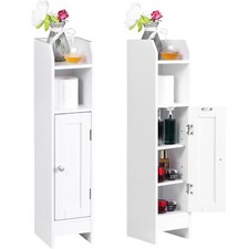 2X Tall Bathroom Cabinet w/ Adjustable Shelves Freestanding Floor Cabinet White