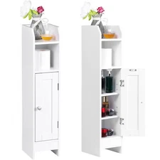 2X Small Bathroom Storage Cabinet White Floor Standing w/ Door & Shelves Storage