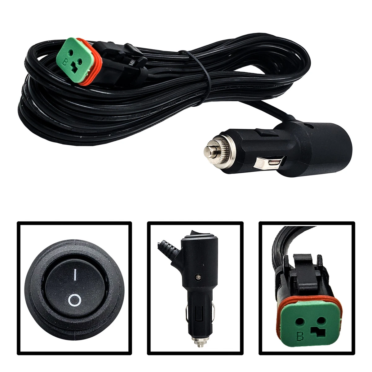 20A Lighter Plug Wiring Harness DT Light bar pod LED Switch pump