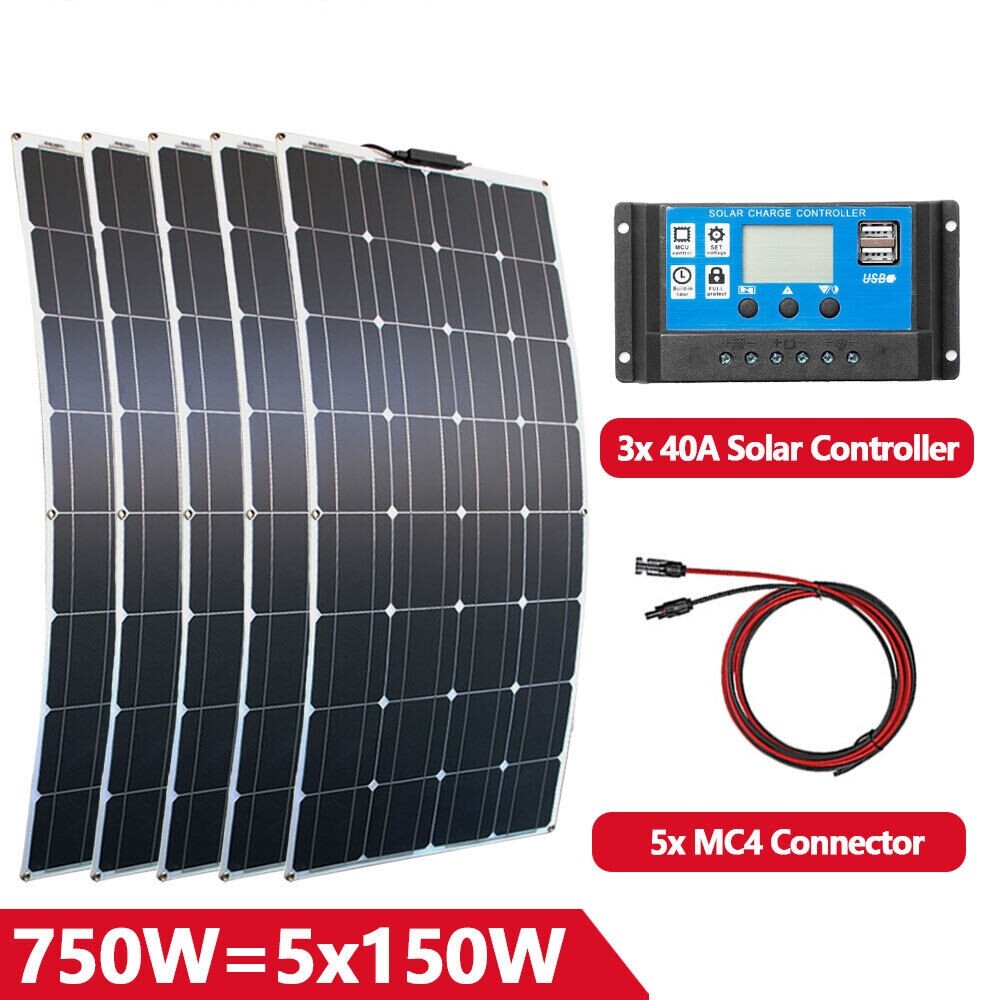 900W Watt Flexible Solar Panel 12V Battery Charger Kit Car Camping DIY RV Marine