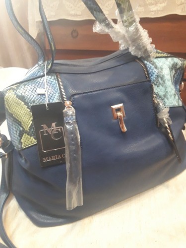 Borsa Maria.C bluette/oro simil pitone con sfumature metal shopping con  tracolla | eBay
