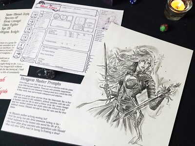 Custom made Elf (Drow) Fighter character package for Dungeons and Dragons
