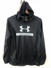 Under Armour Men  s Size S Black Fitted Coldgear Hooded Sweatshirt