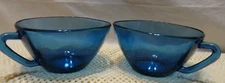 VERECO France Duralex Smokey BLUE Glass DRX10 Square Cups SET/2 EUC