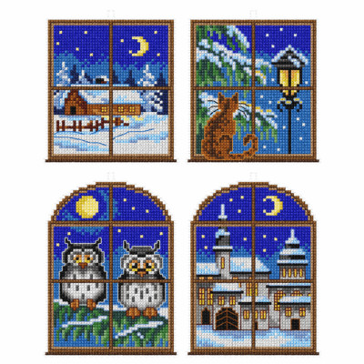 Orchidea Z�hlte Kreuzstich-Kit: Winterfenster: Set Von 4