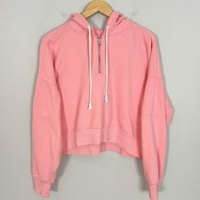 Aerie Pink Cropped Hoodie Sweatshirt Pullover Size Small Women's