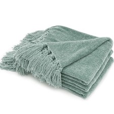 Throw Blanket Soft Cozy Chenille Throw Blanket with Fringe Tassel for Couch S...