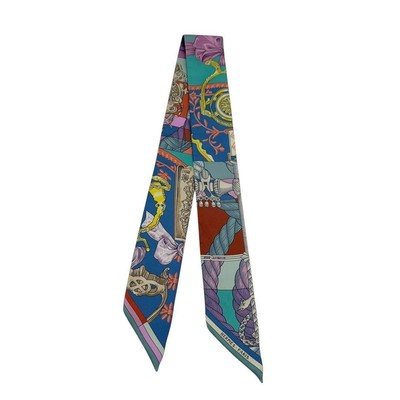 HERMES Cavalleria d'Etriers Twilly Schal Mehrfarbig Authentisch G01182637