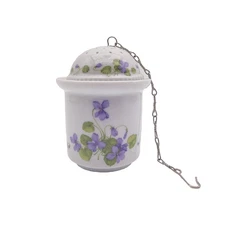 Kaiser Porcelain Tea Ball Strainer Infuser with Caddy Purple Violets Viola