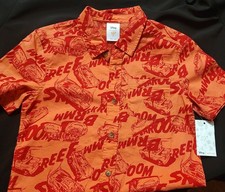 Disney Cars Boys size7 Short Sleeve Button Shirt Lightning McQueen Print Graphic
