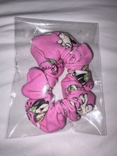 Pink Cartoon Print Fabric cat Scrunchie for Women Teens Casual Hair Accessory