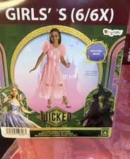 Glinda Child Costume Girls Small 6/6X Wicked Themed Pink Dress New In Package