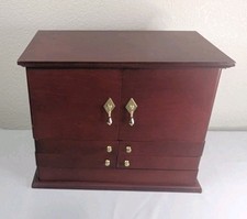 Lori Greiner 4 Tier For Your Ease Only Jewelry Organizer Box Mirror Lined Cherry