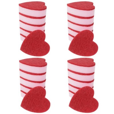 Heart Shaped Sponge, Dual-Sided Kitchen Scrubber for Washing Dishes, Pots, Pa...