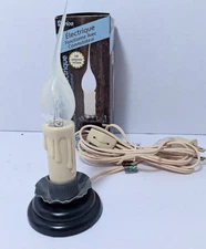 Rustic Country Electric Dipped Candle Lamp 7 inch On/Off Switch Felt Bottom New