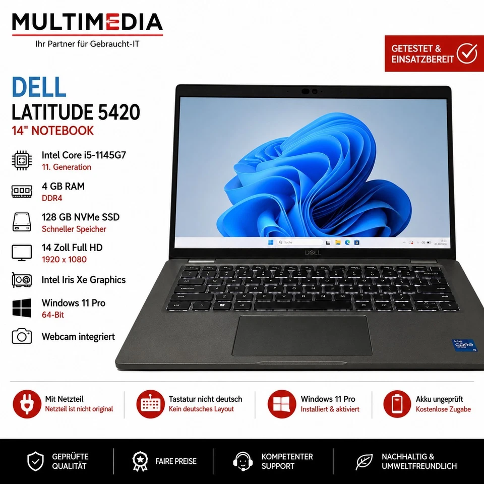 Dell Latitude 5420 · i5-1145G7 · 4GB · 256GB, Foto 1 von 5