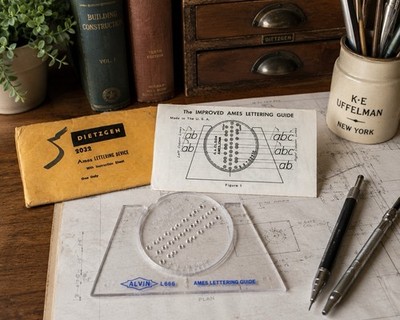 Vintage Dietzgen Alvin L666 Lettering Guide Drafting Tool W/Instructions