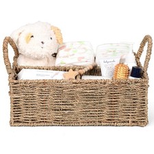 Diaper Caddy Organizer, Hand Rattan Nursery Baby Basket Changing Table Organi...
