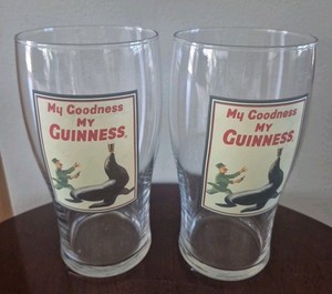 Vintage 1990's Guinness "My Goodness My Guinness" With Seal Pint Size Set Of 2