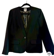 AK Anne Klein Damska czarna mieszanka poliestru Blezer Kurtka Rozmiar 10 Drobna podszewka