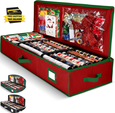 Premium Wrapping Paper Organizer Storage | Gift Wrap Holder with Extra Pockets f