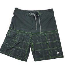 Ocean Current Boardshorts Men 34 x 10 Black Green Swim Cargo Pocket Stretch