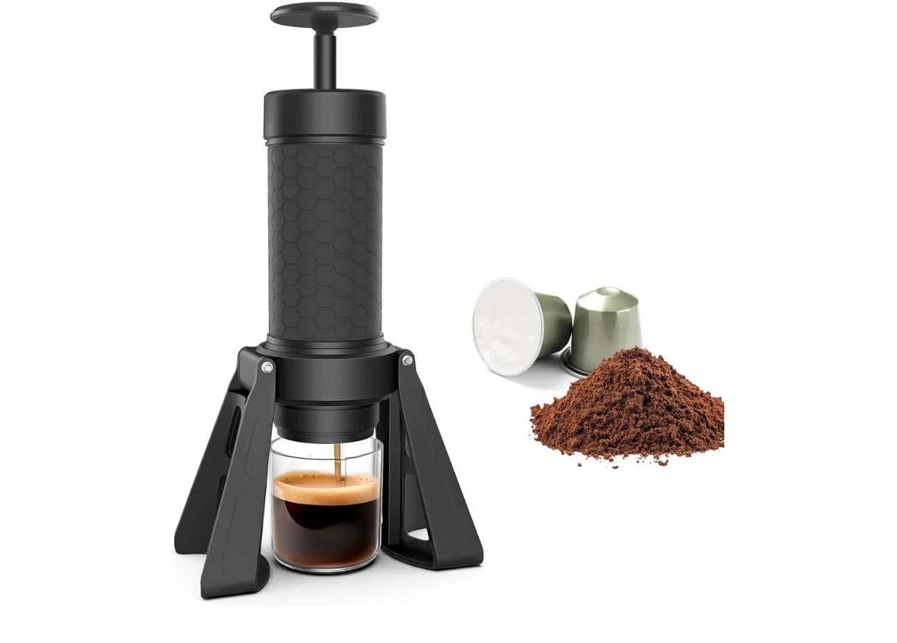HOBCYCLE Portable Manual Espresso Maker 15 Bar Coffee Machine NS Capsule & Groun