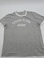 Calvin Klein T-Shirt Women Large Graphic Print Logo Gray. 37527