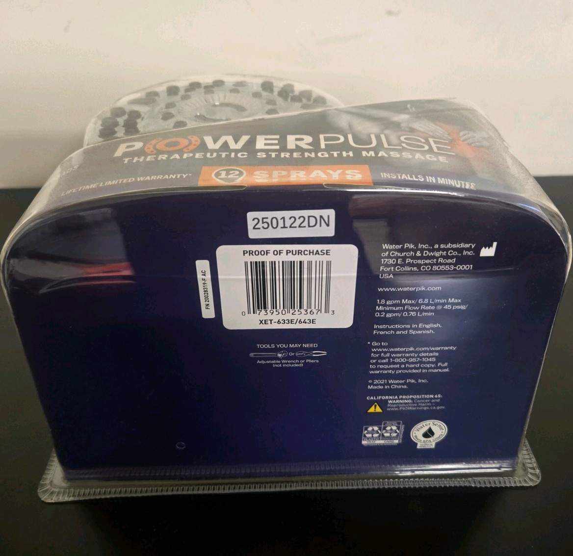 Waterpik 12-Mode 2-in-1 Dual Shower Head System with 5-Foot Hose Chrome Bran New