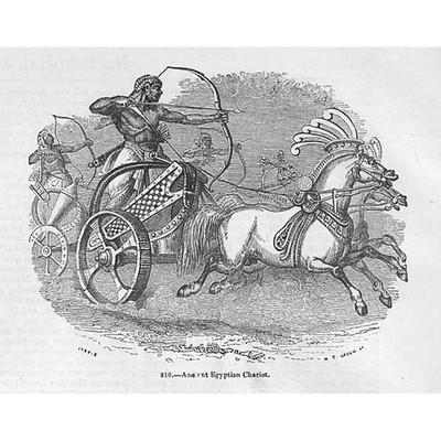 Ein altägyptischer Streitwagen - antiker Druck 1851
