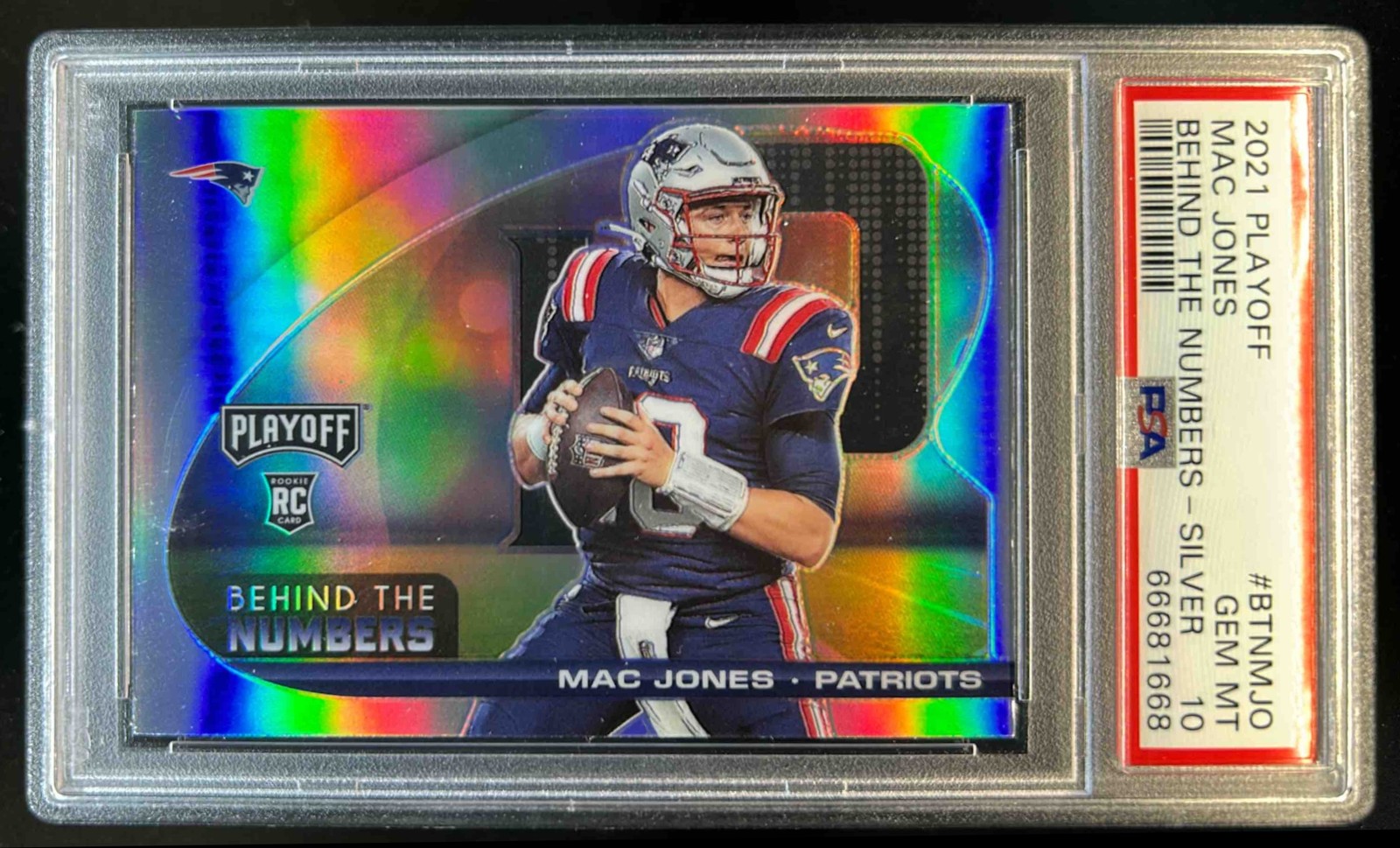 Mac Jones Panini Playoff Behind the Numbers #BTNMJO Silver