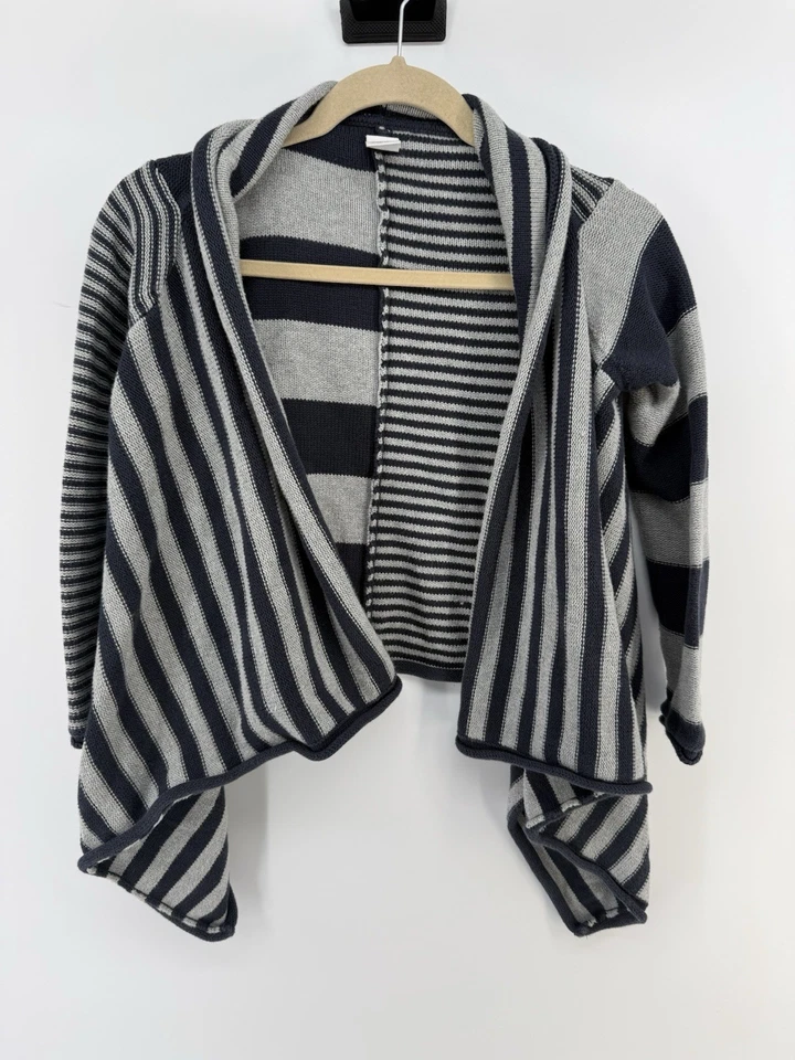 Tea Collection 女孩 L 8-10 灰色蓝色棉毛衣针织贴花工作开衫 — 第 2/4 张图片