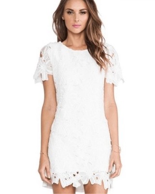 knee length dresses for ladies The Josie Dress in White Chantilly Lace 00 / White Chantilly Lace main image 0